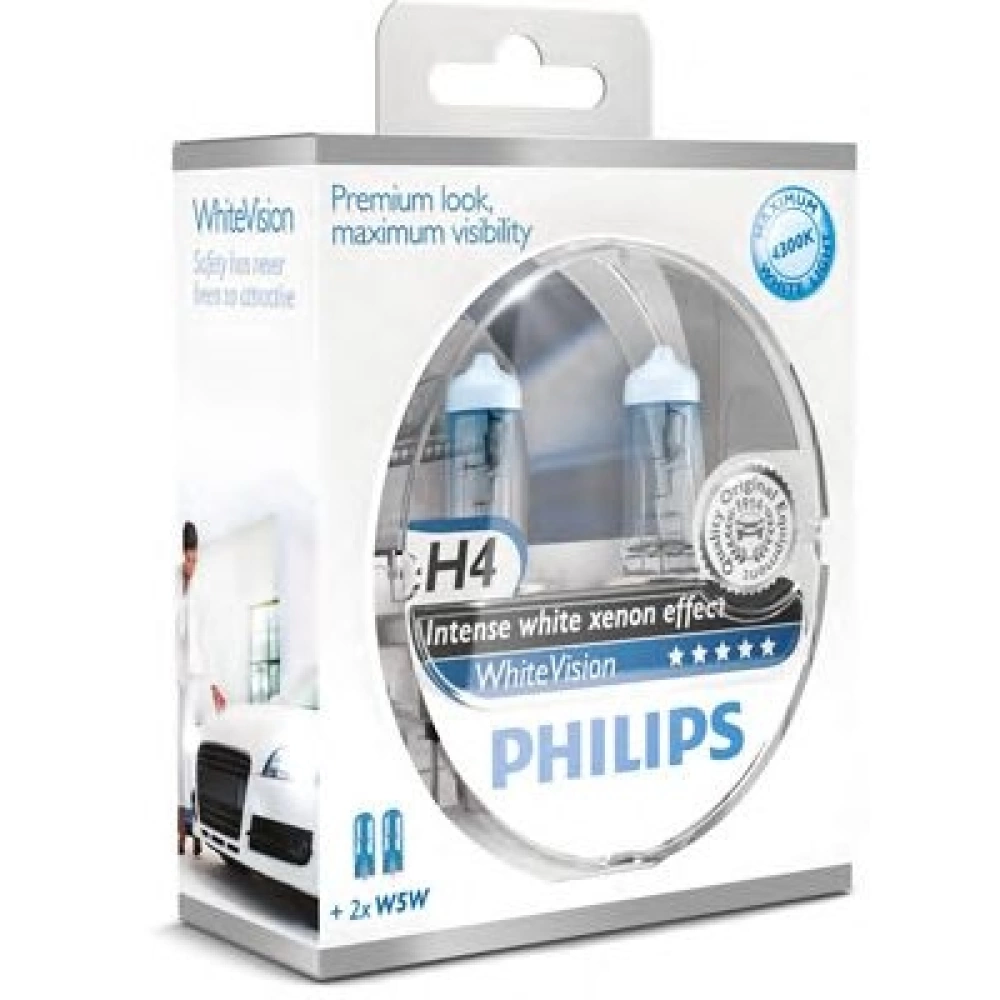SET 2xH4 + 2xW5W (pozitie) PHILIPS WHITE VISION PLUS